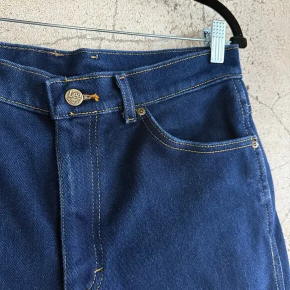 Vtg 70s Lee Jeans 202 Series Mens 32 x 32 USA Made Denim Dark Blue Straight Leg